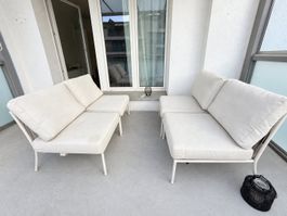 Lounge Sofa Set Gartenmöbel weiss gebraucht guter Zustand