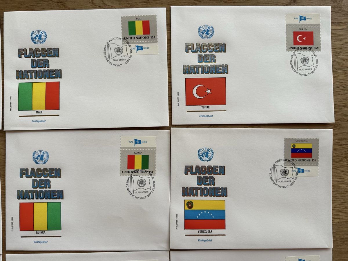 Alle Briefmarken: Nations Unies - 16x Flaggen FDC Einzelmarken  – Gebraucht aus Schmitten / FR von Samsara169 2