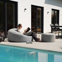 XXL Sitzsack mit Hocker MAGGY - Hellgrau