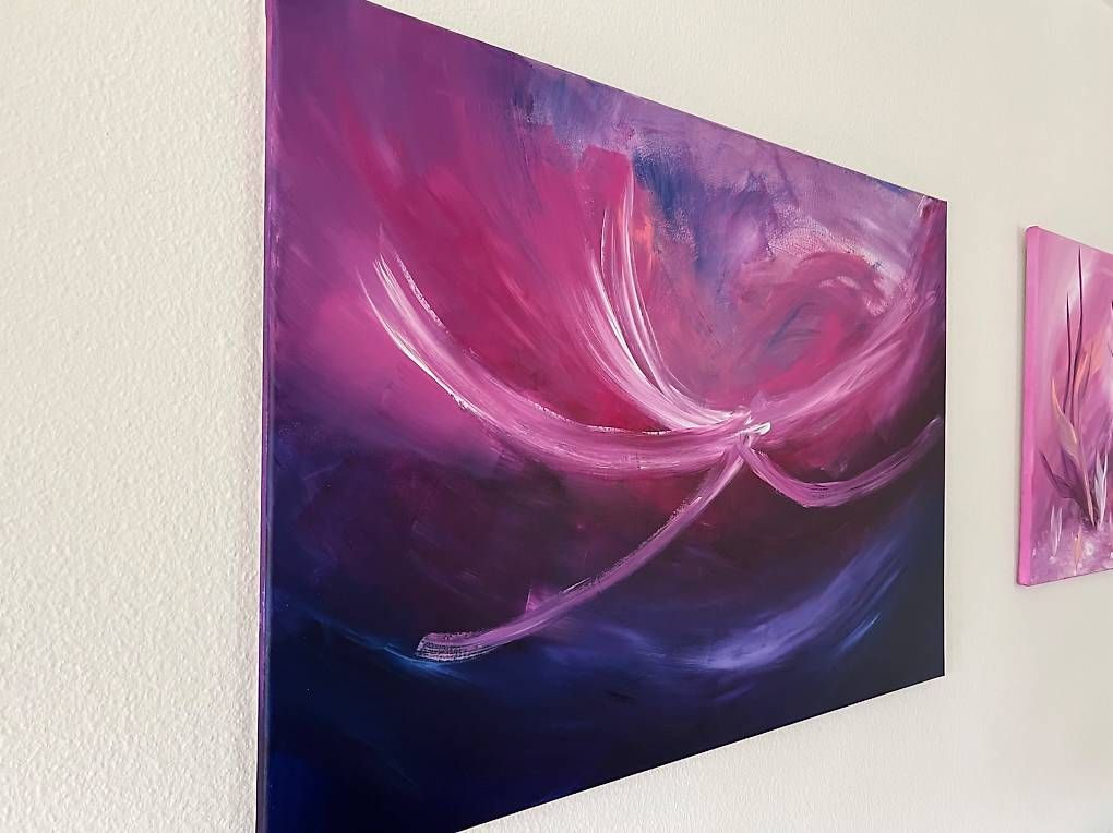 Dipinti: 70x100cm Bild violett-pink "Impuls" – Nuovo e nell'imballaggio originale da Urdorf venduto da manuela4 3