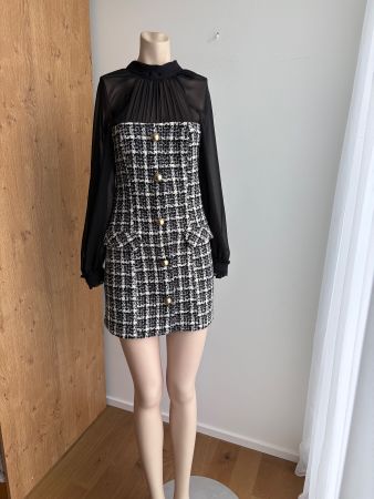 Zara Tweed Minikleid Grösse M schwarz weiss neu