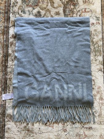 Ganni Fringe Logo Scarf – Paloma Melange