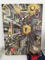 Quadro astratto acrilico decoupage