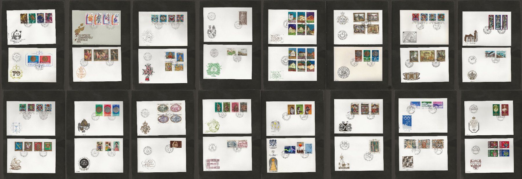 Tutti i francobolli: 32 FDC Liechtenstein 1976 bis 1980 – Usato da Au ZH venduto da xelagreb01