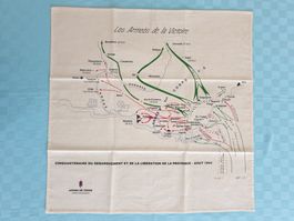 WW2 Frontkarte Militär auf Textil – Provence 1944