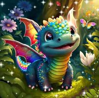 Diamond Painting Dinosaurier Baby mit FD Steine-38-Eck-726