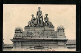 AK Basel, Bundesbahnhof, Statuen, 1907