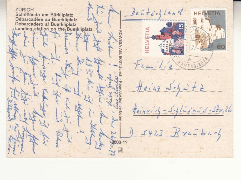 Cartoline postali: Zürich 1977 – Usato da Bürglen TG venduto da StampGraf 1