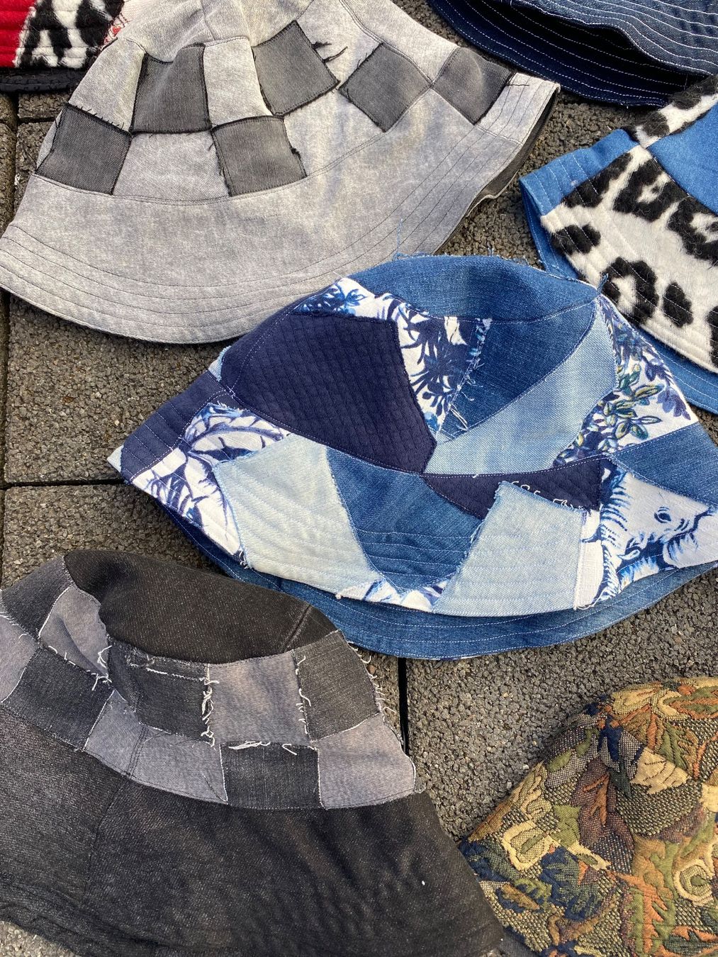Copricapi, berretti & cappellini: Buckethat, Schachmuster, jeanstoff, Grautöne , Sommerhut – Nuovo e nell'imballaggio originale da lommis venduto da inf_thv8 6