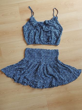 Lot d’un top et jupe bleus d’été, taille M