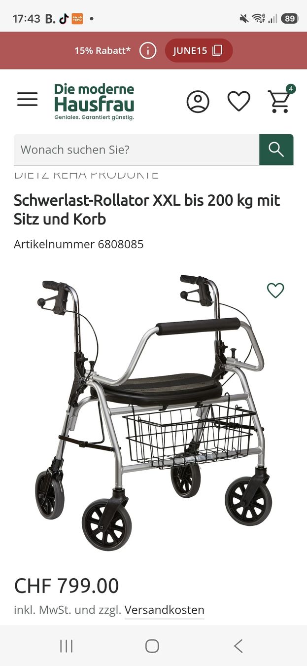 Ausili per la deambulazione: ROLLATOR – Usato da Steinmaur venduto da markys 5