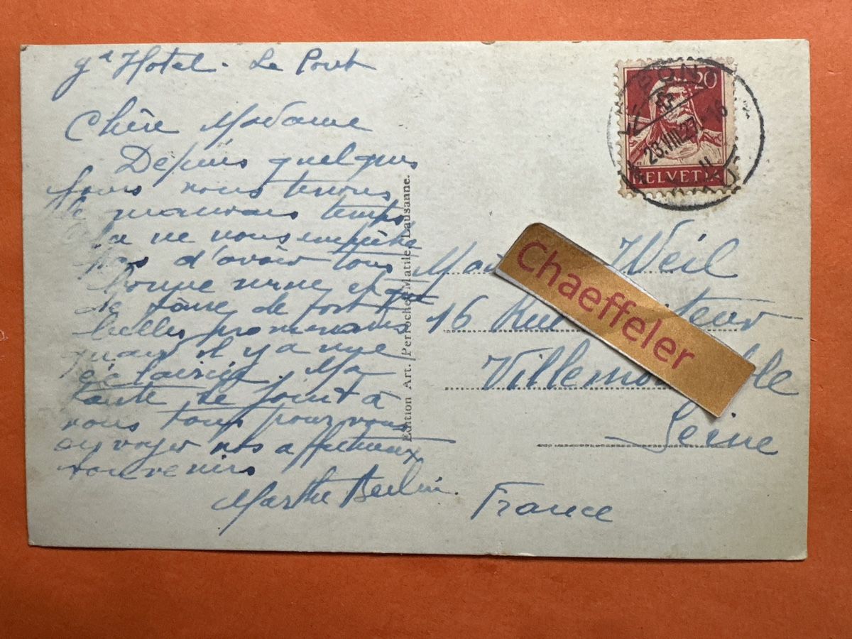 Cartes postales: 1927 Le Pont - Grand Hôtel – D'occasion à Zürich par Chaeffeler 1
