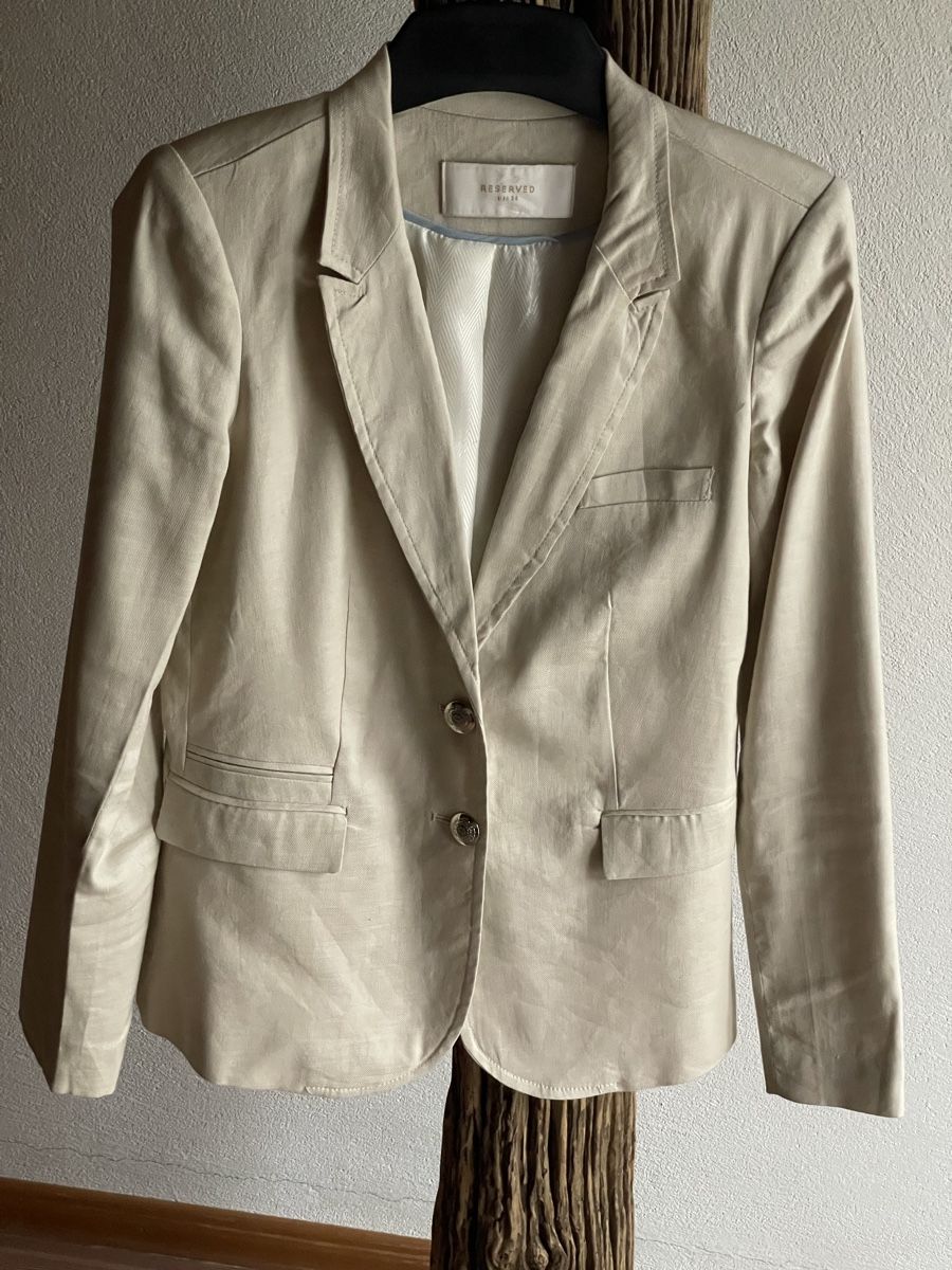 Jacken: Reserved lässige Leinenblazer in beige Gr.38 – Gebraucht aus St. Moritz von hdj_dd7v