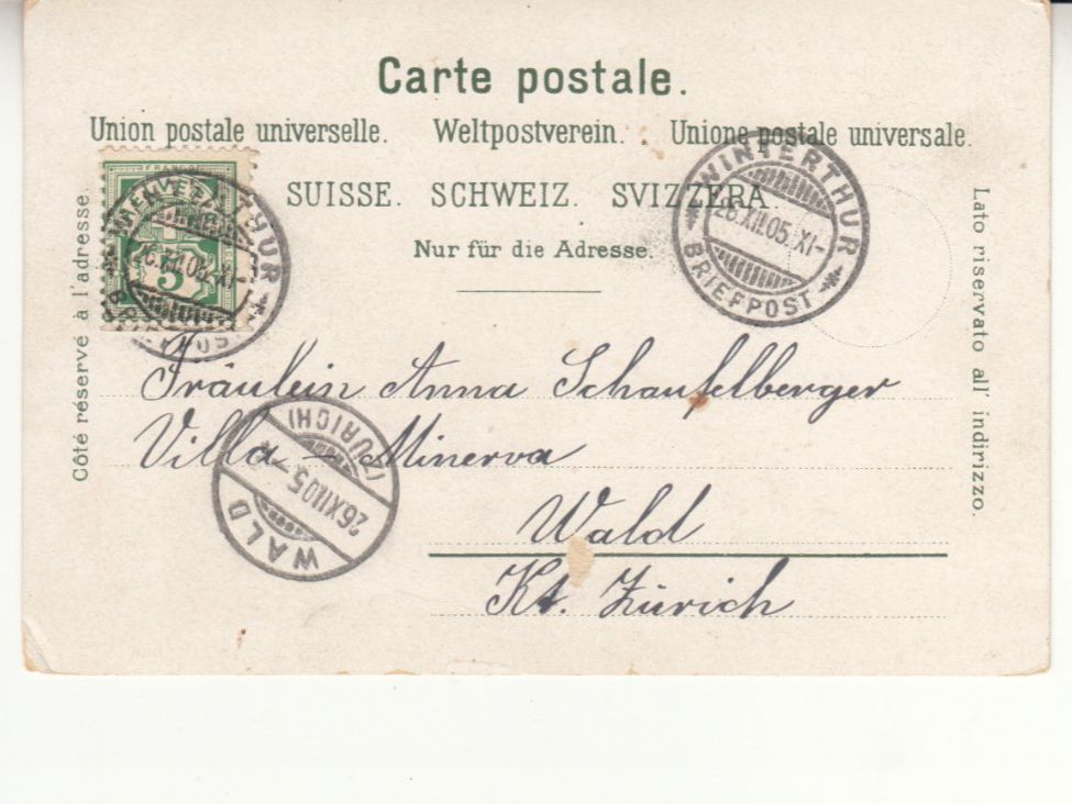 Cartoline postali: Winterthur Stadthaus 1905 – Usato da Bürglen TG venduto da StampGraf 1
