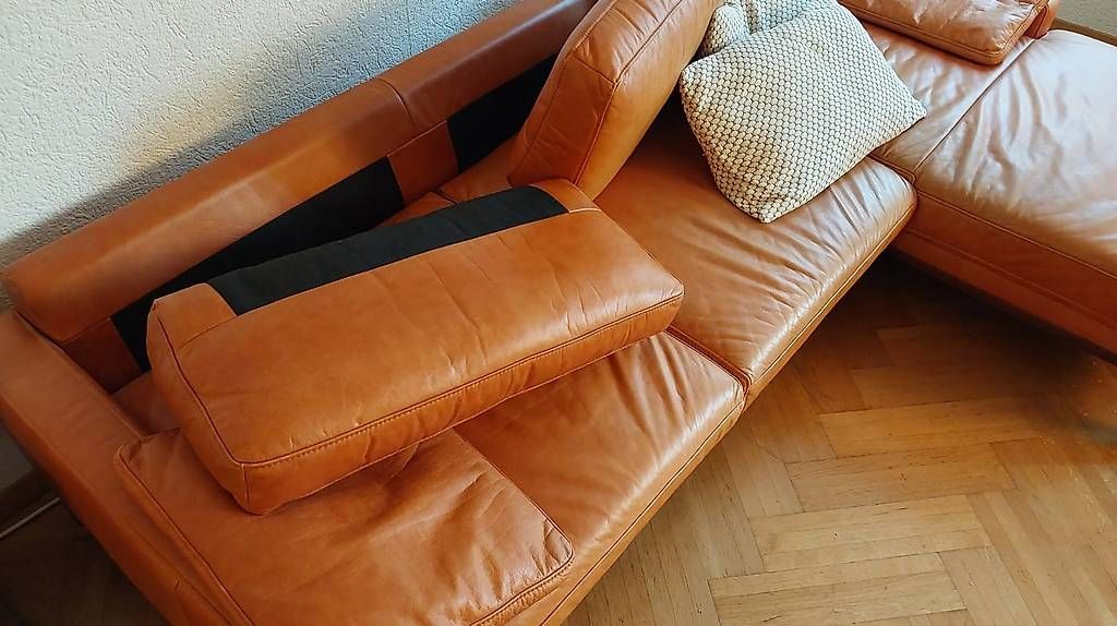 Divani: Hochwertige Echtleder Eckcouch mit Recamiere in Cognac – Usato da Ramsen venduto da eri_z6sf 3