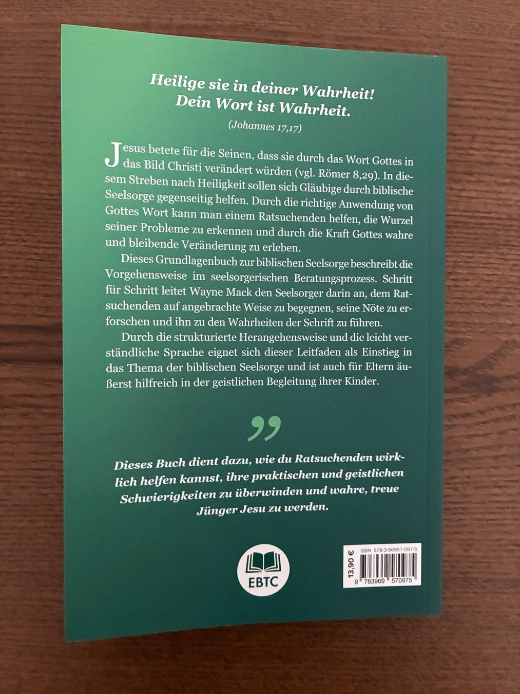Libri: Wayne Mack: Acht Schritte der Biblischen Seelsorge – Nuovo (secondo la descrizione) da Uster venduto da em_58td 1