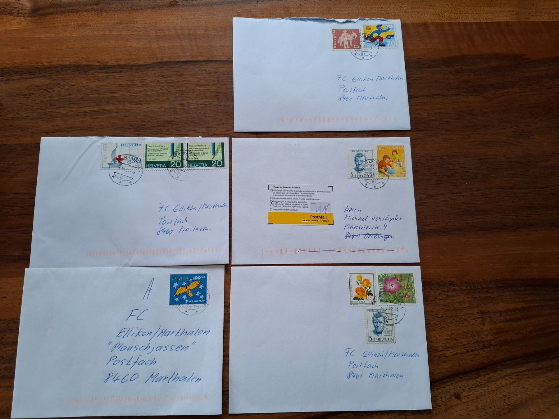 Alle Briefmarken: Briefmarken auf Briefen – Gebraucht aus Marthalen von Loewe59 1