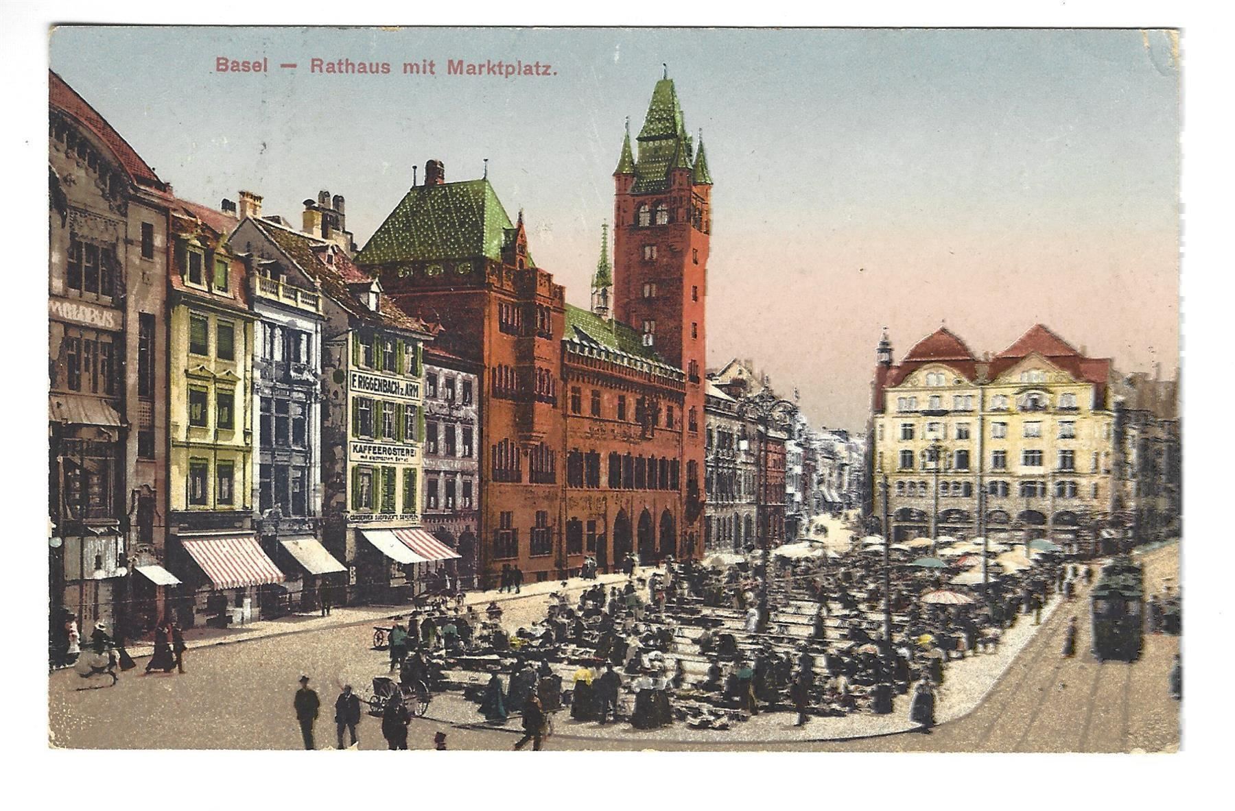 Cartoline postali: AK 739 Basel - Rathaus mit Marktplatz – Usato da Frauenfeld venduto da Astra13