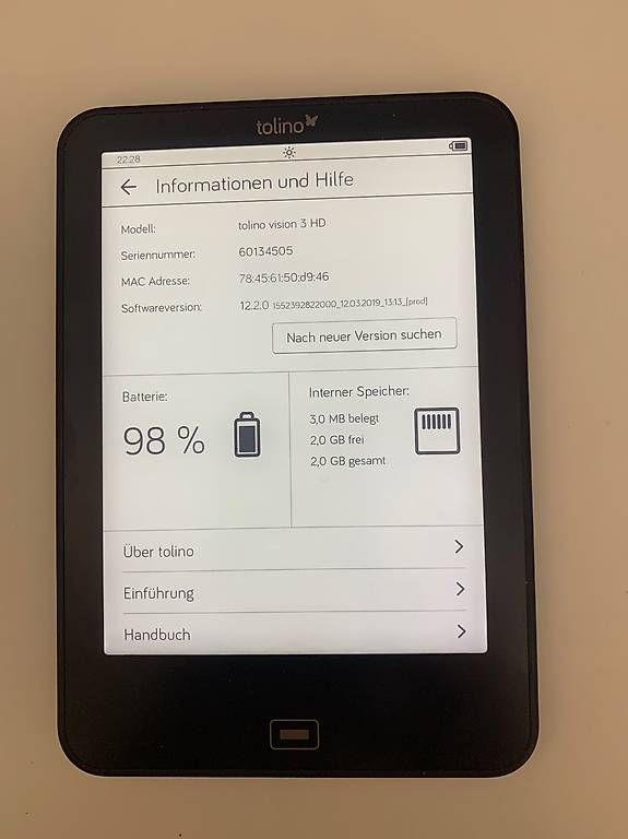 Tablettes PC: Tolino shine 3HD – D'occasion à Rudolfstetten par famfue