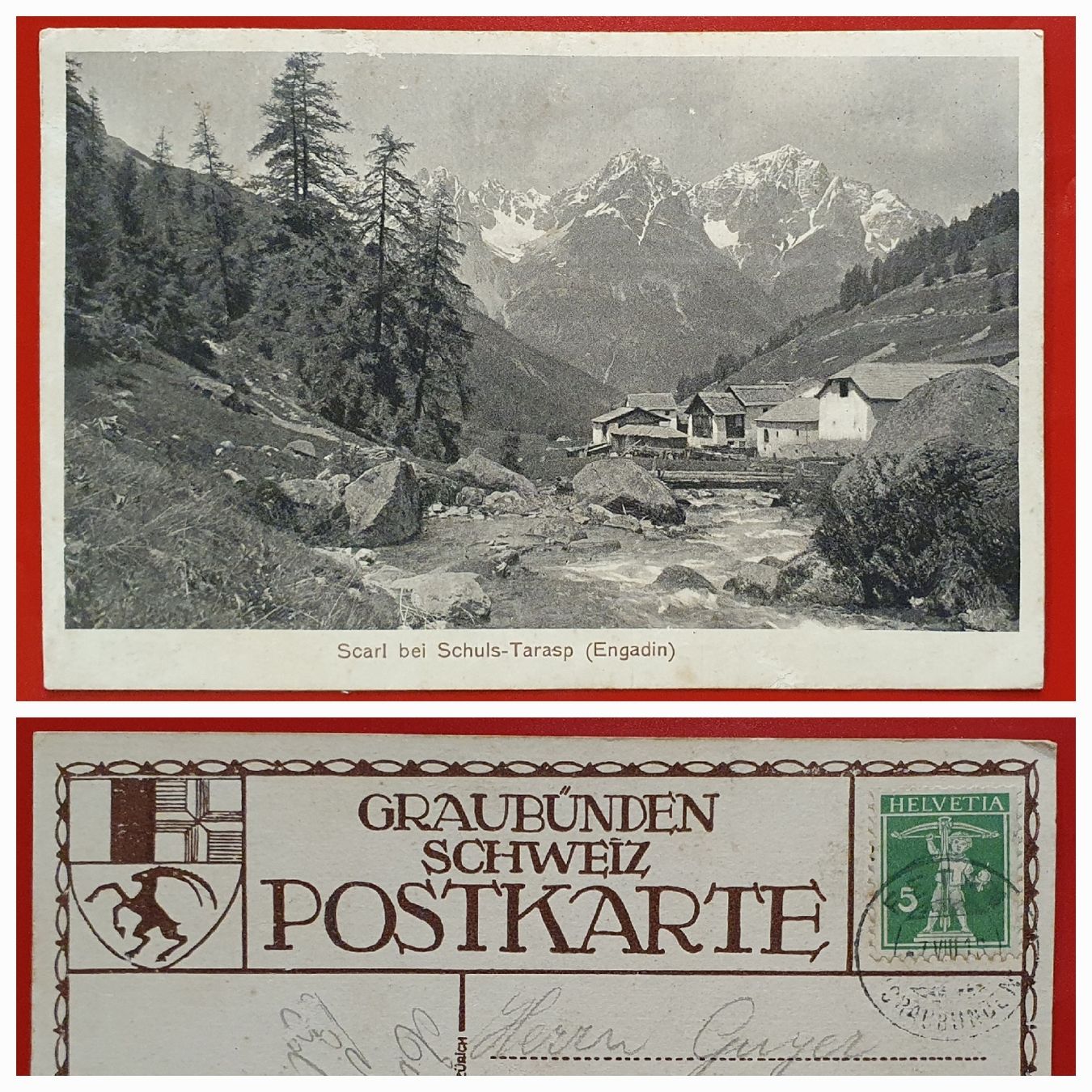 Cartoline postali: Scarl bei Schuls-Tarasp 1915 – Usato da Kreuzlingen venduto da Rschweiz1