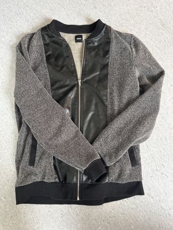 Übergangs Jacke Asos schwarz grau Kunstleder guter Zustand