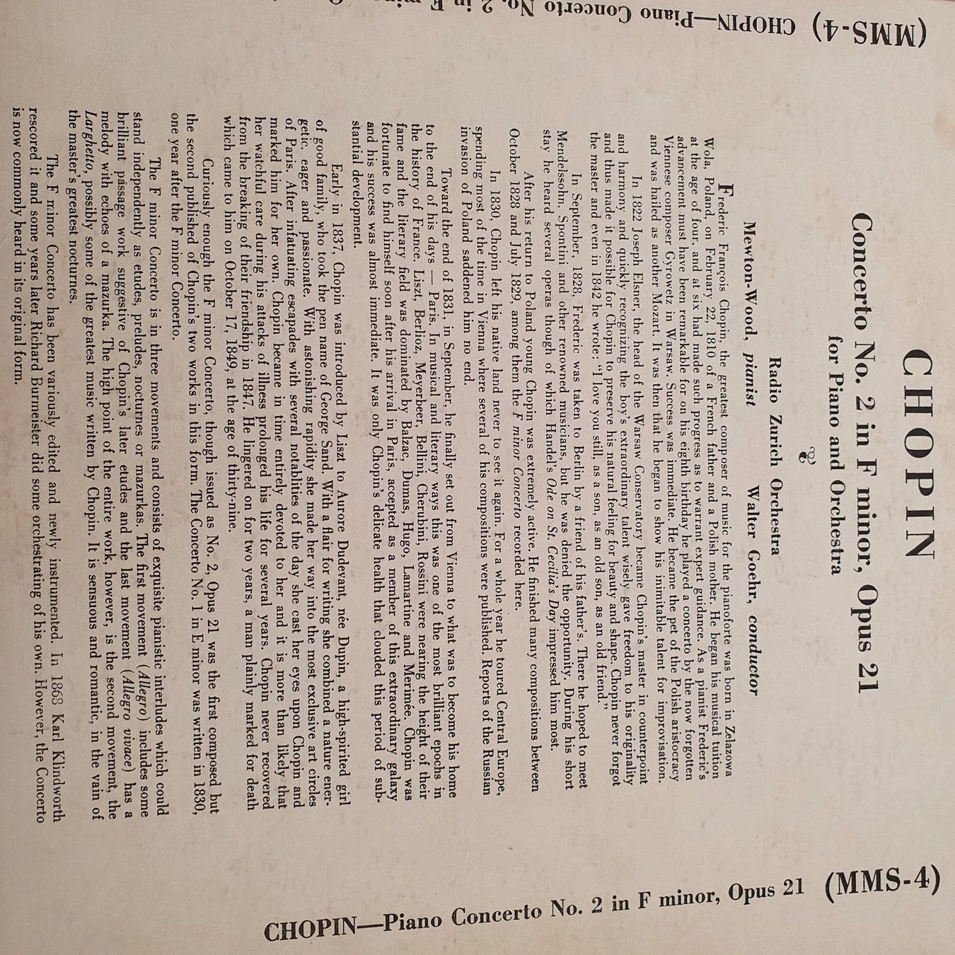 Dischi in vinile: Chopin Piano Concerto No 2 Schallplatte – Usato da Chur venduto da BettinaOlczyk 1