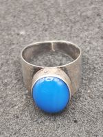 Vintage 925er Silber Unisex Ring mit Natur Lapislazuli Top