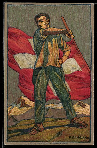 Ansichtskarten: Schweizer Bundesfeier 1912, für das Rot – Gebraucht aus Berlin von bartko-reher