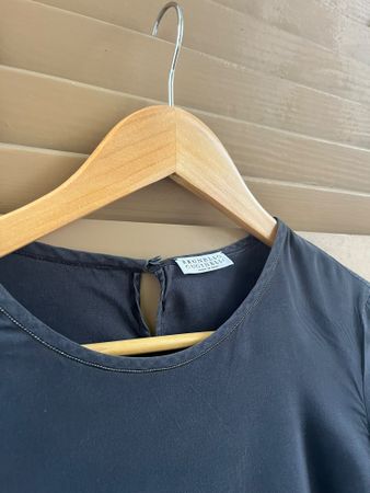 Brunello Cucinelli Grey Silk Blouse – Long Sleeves – Made in