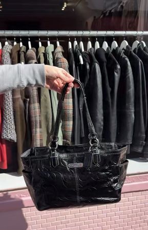 Elegante COACH Handtasche schwarz Lackleder Mängelfrei 👜