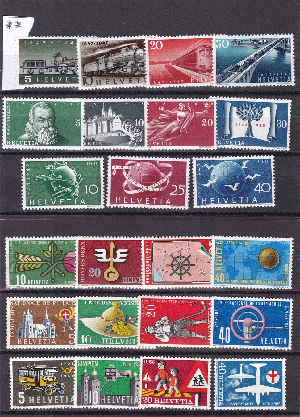 Alle Briefmarken: 10 Stk. CH Briefmarken-Steckkarten, Viererblocks etc. – Gebraucht aus Münchwilen AG von Nesar 3