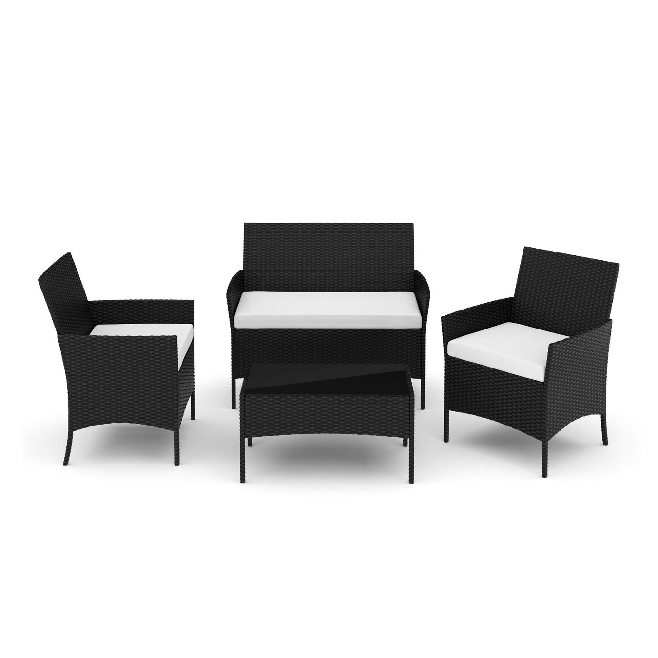 Tischset: Gartenset Rattan MOLDE schwarz/beige – Neu und originalverpackt aus Baar von KardosShop