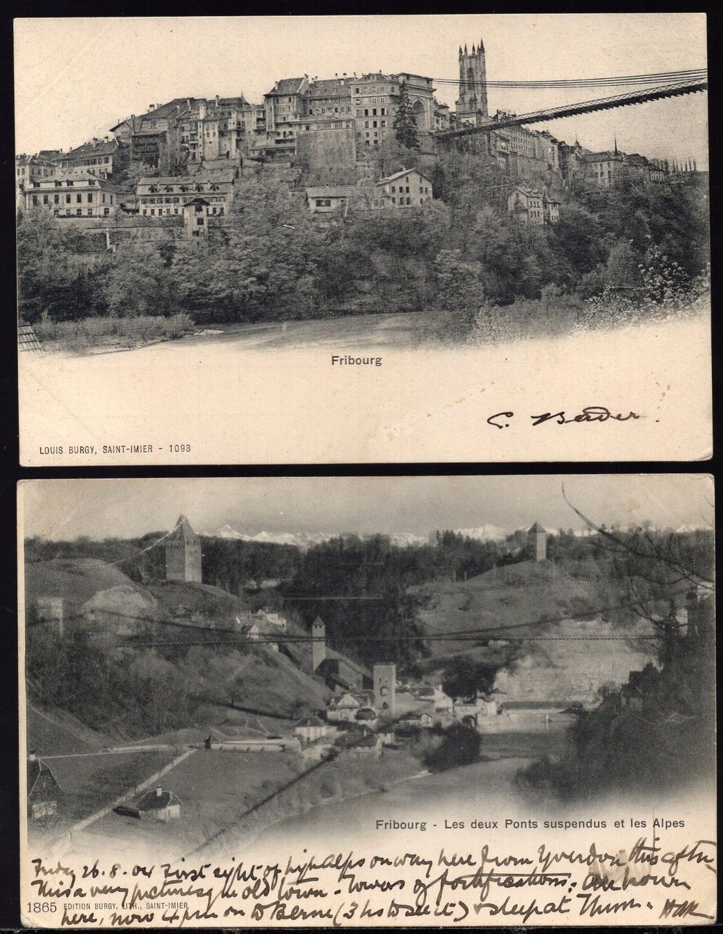 Cartoline postali: Fribourg    1900 + 1904  2 Karten – Usato da Aarau venduto da kufi44