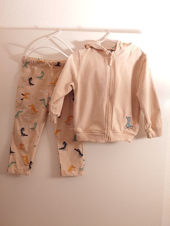 Kinder Set Hose & Kaputzenjacke Dinosaurier beige, Gr. 104