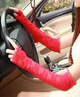 NEUE Fingerlose Handschuhe uni rot aus Spitze - 202320