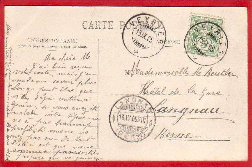Cartoline postali: VEYRIER ET LE SALÈVE 1905 – Usato da Grüningen venduto da Kartenlaube 1