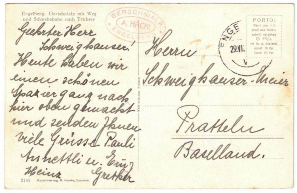 Cartoline postali: Engelberg - Luftseilbahn Gerschnialp--Trübsee – Usato da Binningen venduto da Mountainrider 1
