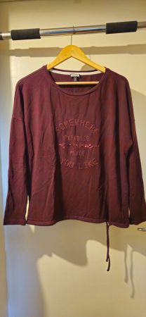 Dunkelrotes Damen-Sweatshirt mit Schnürung, Grösse 38/S