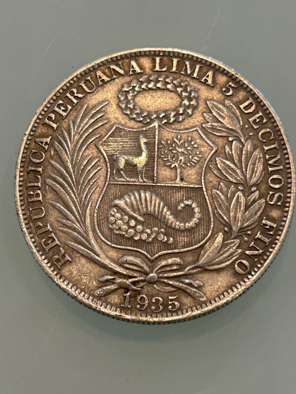 Tutti le monete: SILBER  5  DECIMOS PERUANA   1935      25 GRAMM – Usato da herisau venduto da hb_gold 1