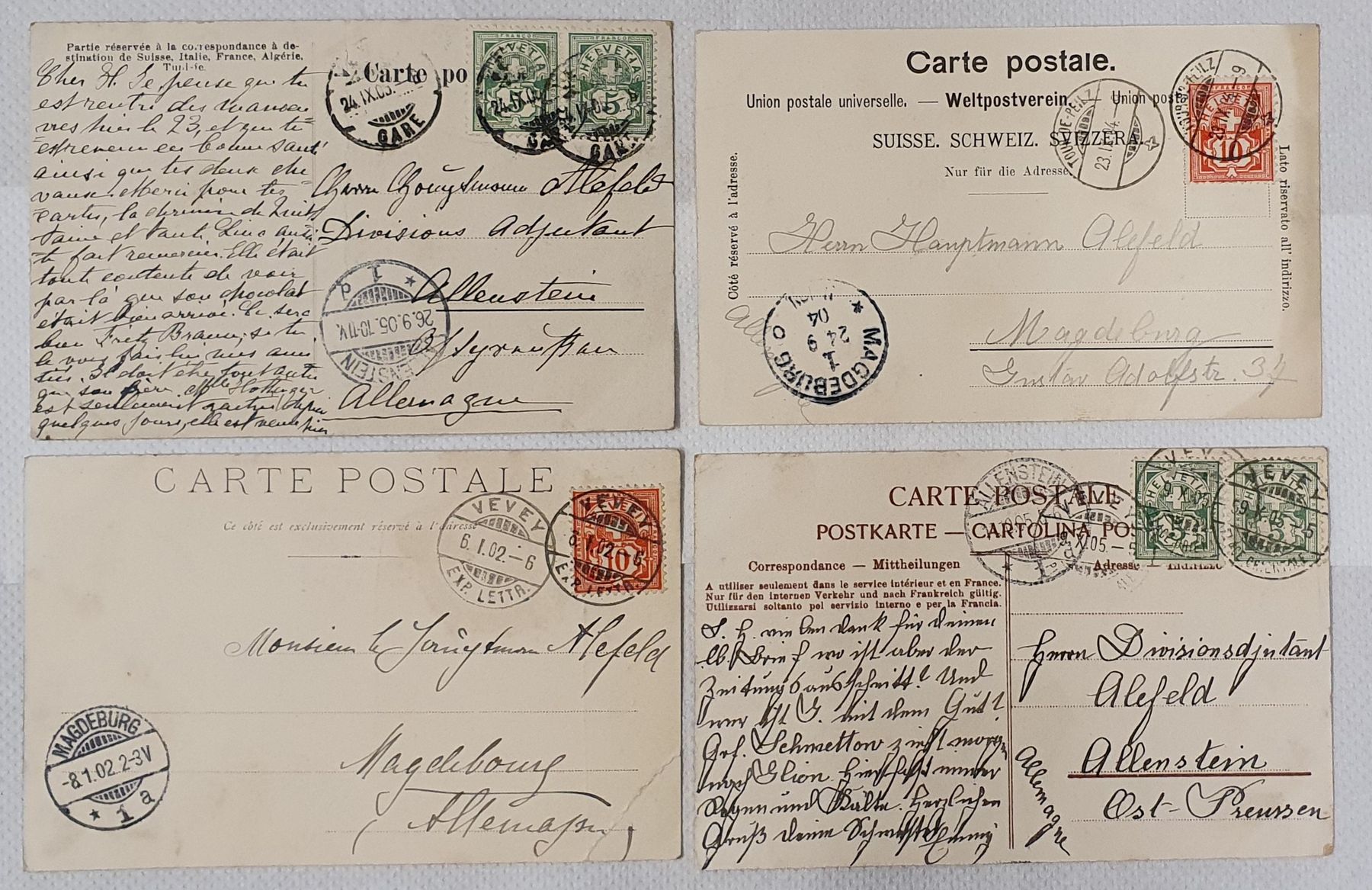 Cartoline postali: 4 Ansichtskarte Vevey – Usato da Kreuzlingen venduto da Rschweiz1 1