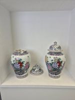 2 Porzellantöpfe im chinesischen Stil mit Pfingstrosendekor