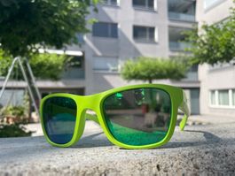verspiegelte Julbo Kindersonnenbrille, neongrün, 10-15 Jahre