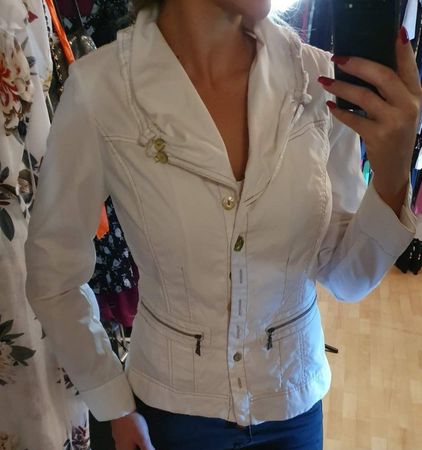 Elegante weiße Baumwolljacke Gr. 38/40