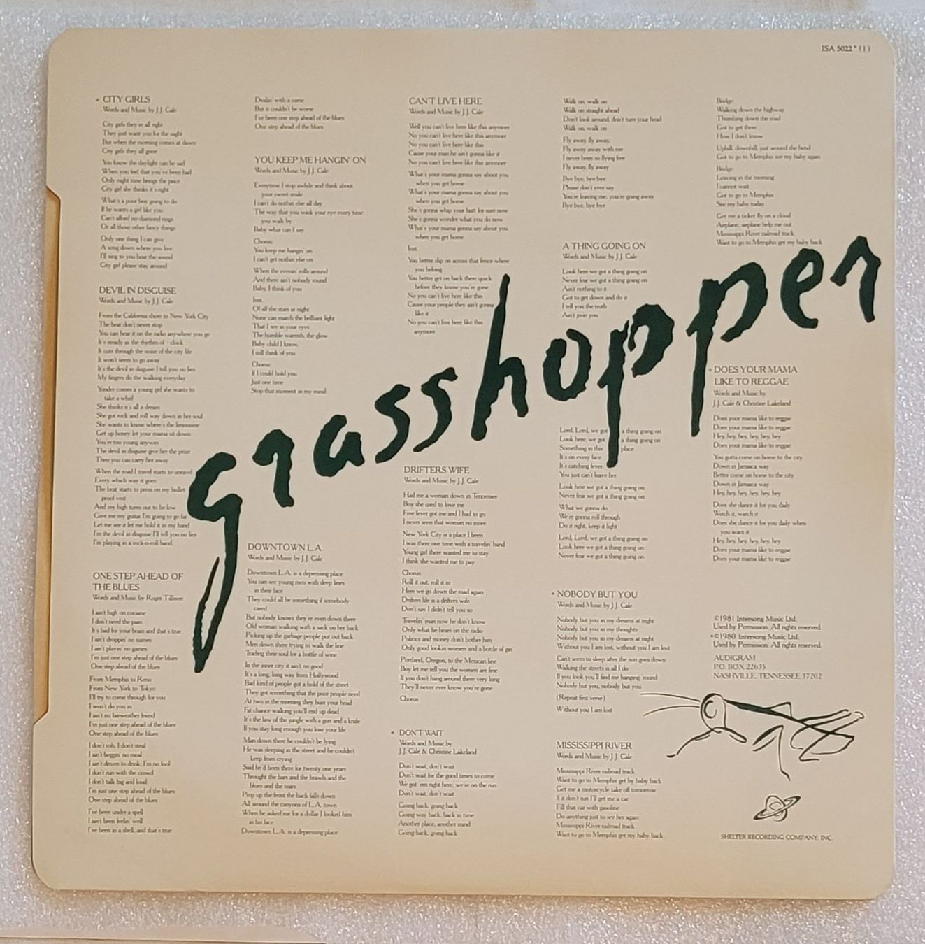 Dischi in vinile: J.J. Cale – Grasshopper von 1982 – Usato da Zürich venduto da Avd 9
