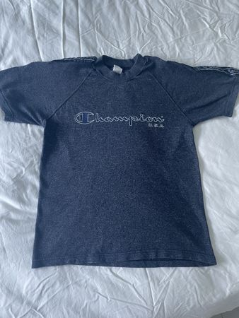 80’s Vintage Champion T-Shirt USA grau/blau Size S