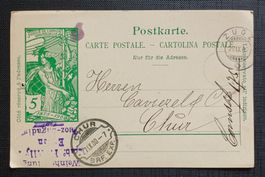 Brief UPU Rasierklingenstempel CHUR Zuoz 1900 ab 1 Fr.