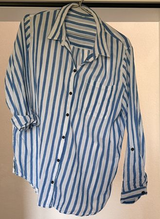 leichte Baumwollbluse gestreift - L