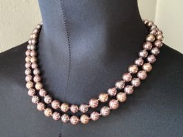 Vintage Halskette braune Perlen mit goldenfarbe Verschluss
