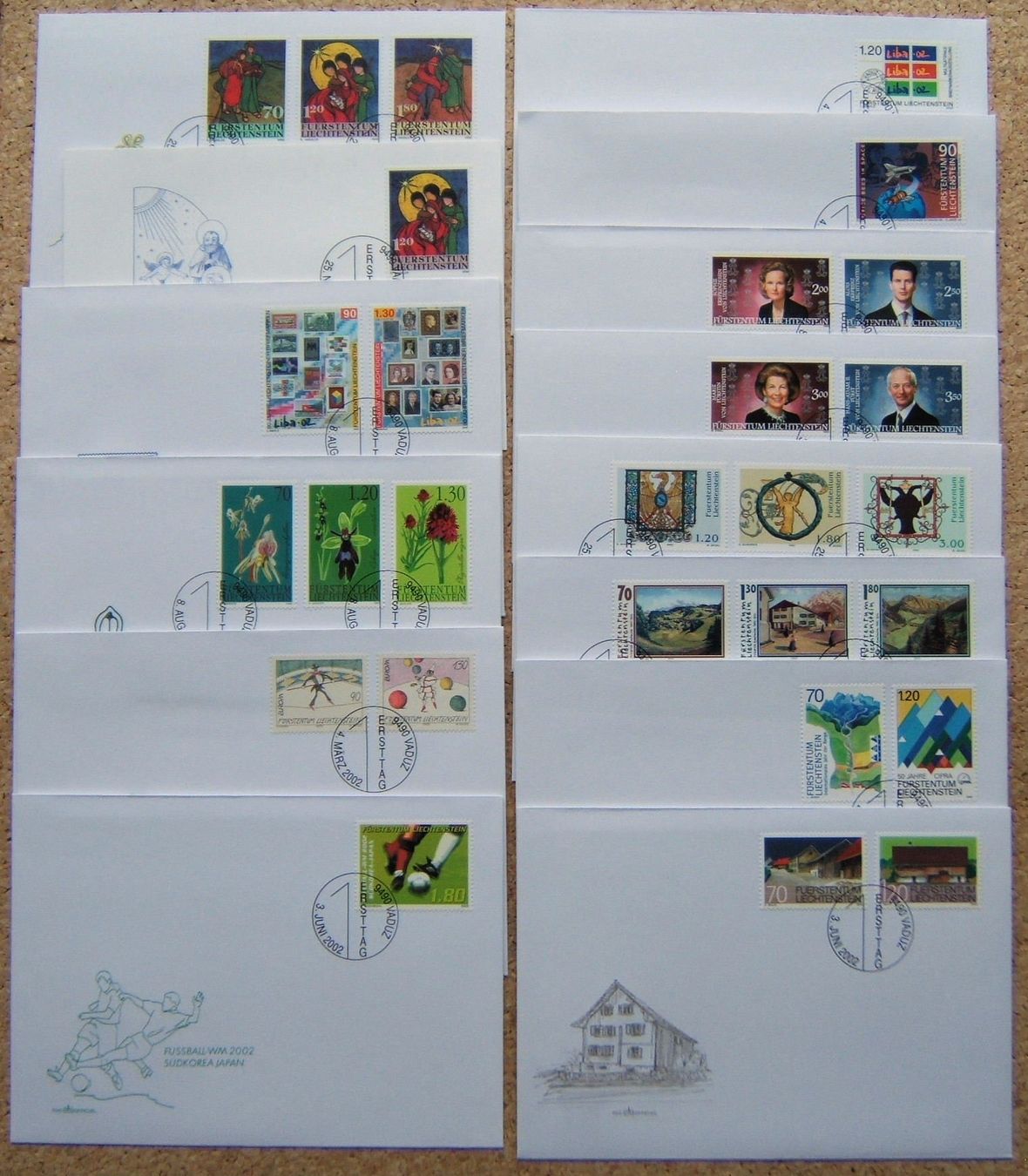 Tutti i francobolli: LIECHTENSTEIN LOT FDC 1981 - 2002 – Usato da Brunnen venduto da Nonne04 1