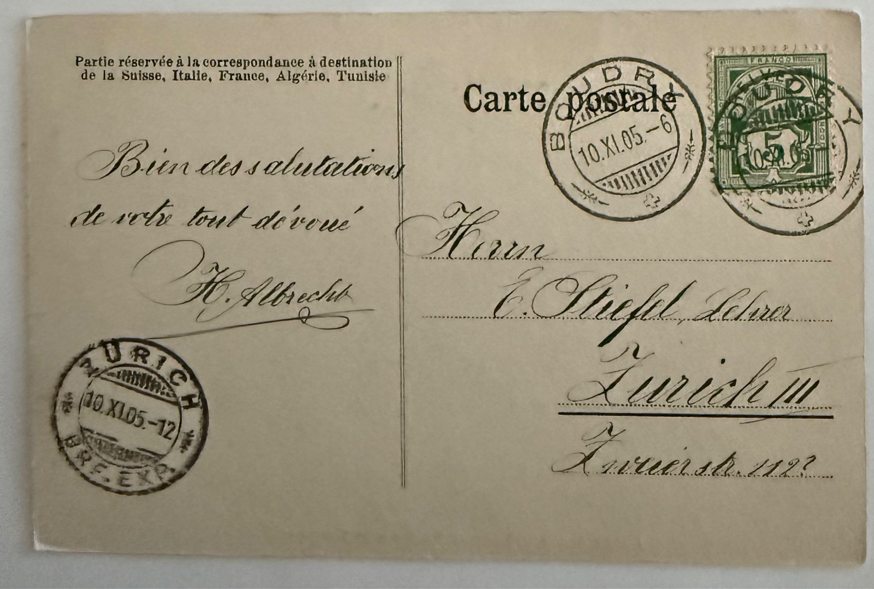Cartoline postali: Boudry - Institut Muller - Thiébaud, animée 1905 – Usato da Lutry venduto da Ediego 2